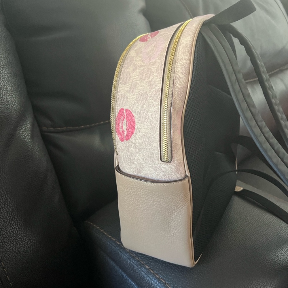 Coach Women's Beige Backpack with Pink and Purple Accents - Picture 3 of 6